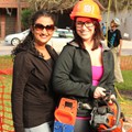 Fellow Tree Ladies helping sell raffle tickets for the saw.<br/>Geezers In The Treezers Competition, FL<br/>January 2013